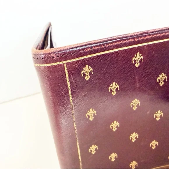Vintage Florentine Cordovan Snap Closure Wallet with Gold Fleurs de Lis Accents - Picture 9 of 14